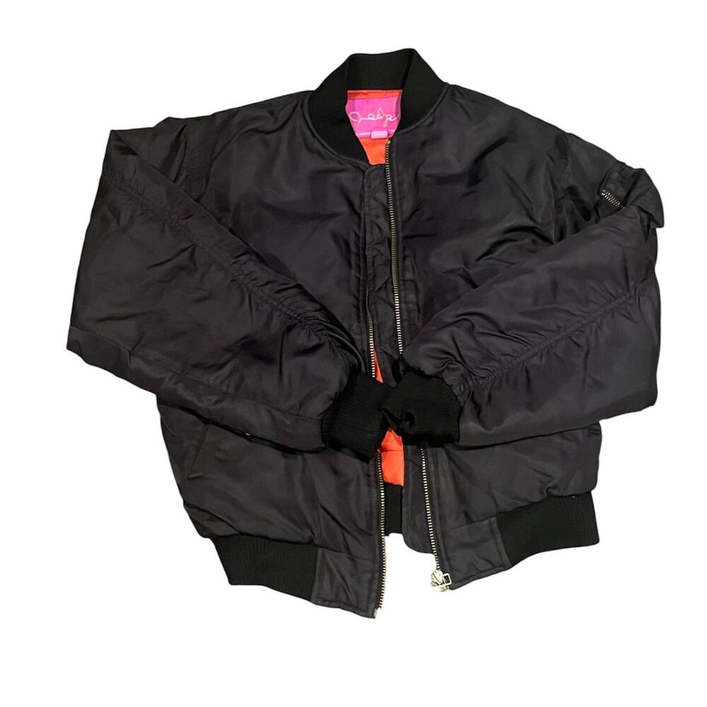 Veezo Wear Black Bomber Jacket Y2K Streetwear Hip Hop Large Retro Zip Up